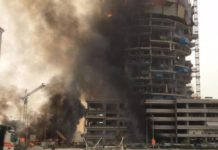 Строящийся небоскреб загорелся в районе Jumeirah Village Circle в Дубае